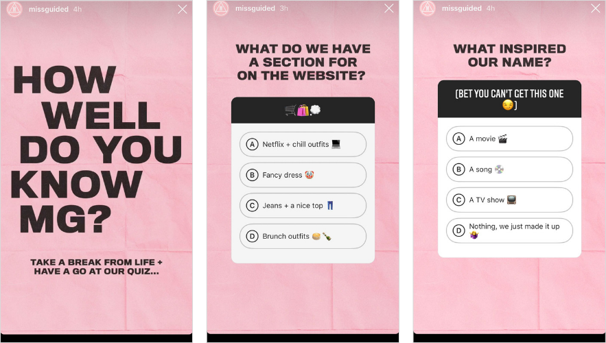Instagram quiz-klistremerke