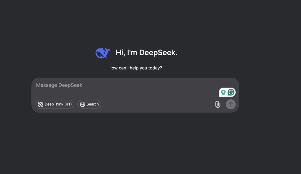 Página de boas-vindas do Deepseek 