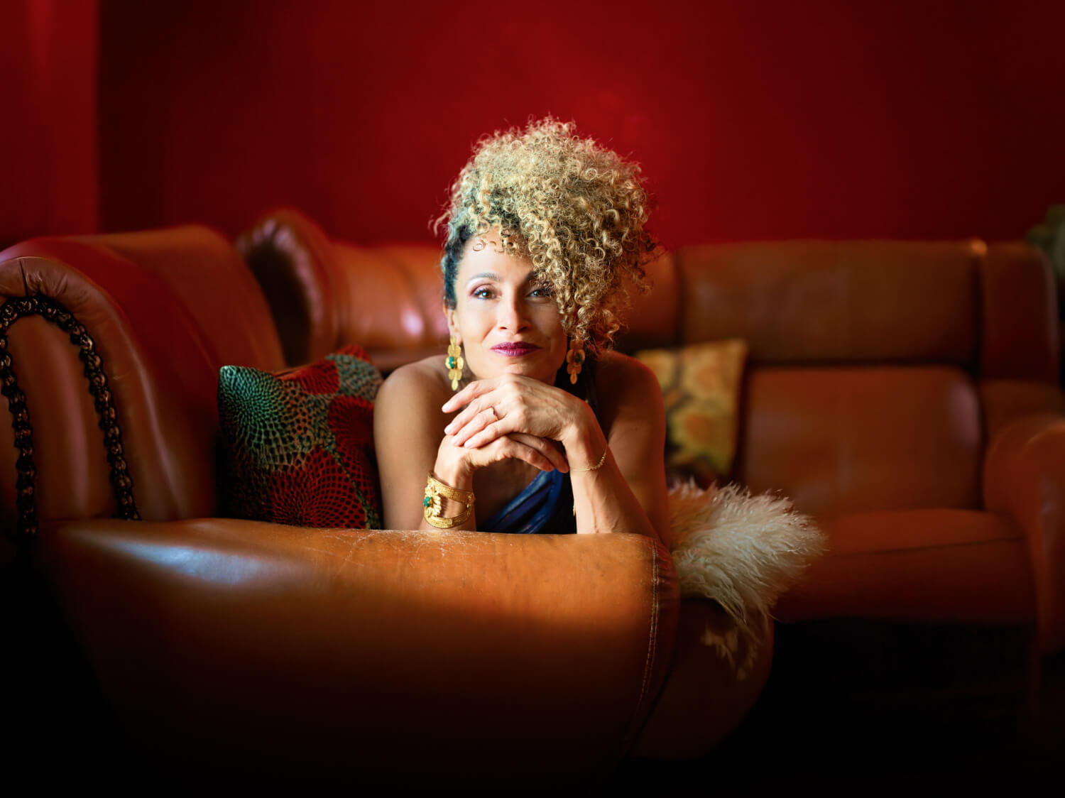 Lola Morales Lying on Sofa